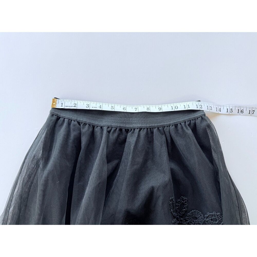 Anthropologie Maeve Fleurs du Nuit Embroidered Tulle Skirt Black Size Small EUC - Picture 13 of 13